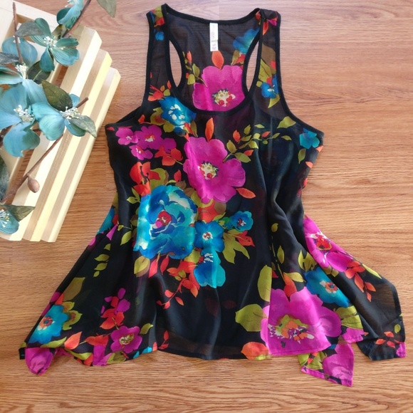 Xhilaration Tops - Floral Chiffon Tank
